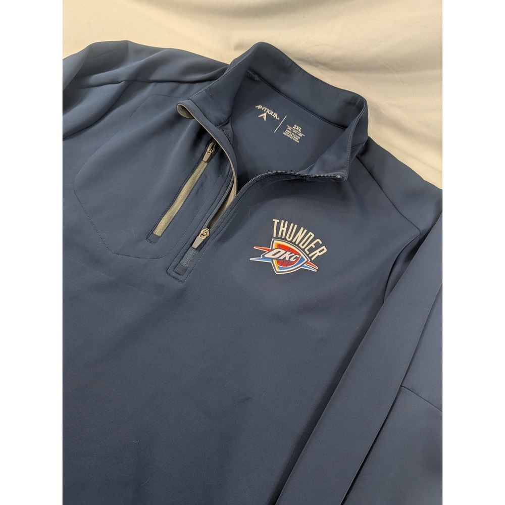 Antigua Oklahoma City Thunder Performance Thick Blue Quarter-Zip Sweatshirt 2XL